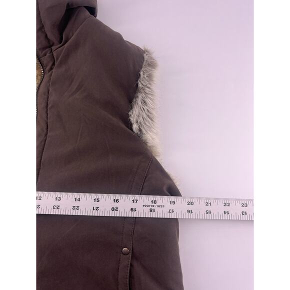 Reversable Vest Jacket Womens Medium Brown Fur Casual Zip Warm Winter Dressy - Picture 3 of 6
